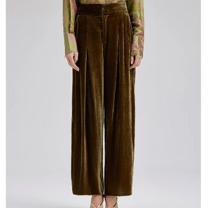 $369 RICHRADIQS Gold Silk Velvet Wide-Leg Pants size medium